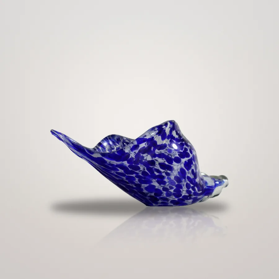 Cobalt blue and white glass conch shell